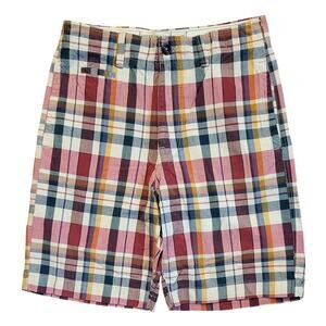 American Eagle Outfitters Men Shorts Size 32 Plaid Multi-Color Red Blue Cream
